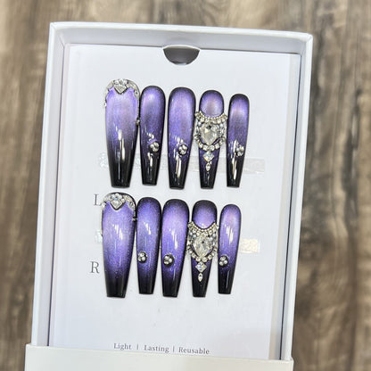 Decorative Press-On Nail Art Set with Gemstone Accents Acalora