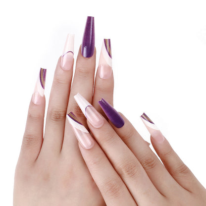 Artificial nails with stylish geometric accents Acalora