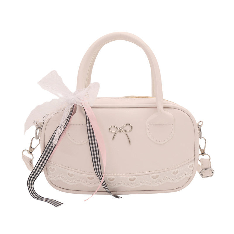 Elegant Lace-Trimmed Bow Handbag Acalora