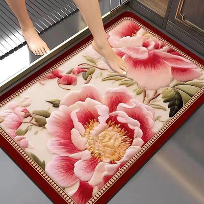 Floral-Embossed Memory Foam Bath Mat