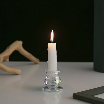 Glass Taper Candle Holder with Curved Weighted Base Acalora