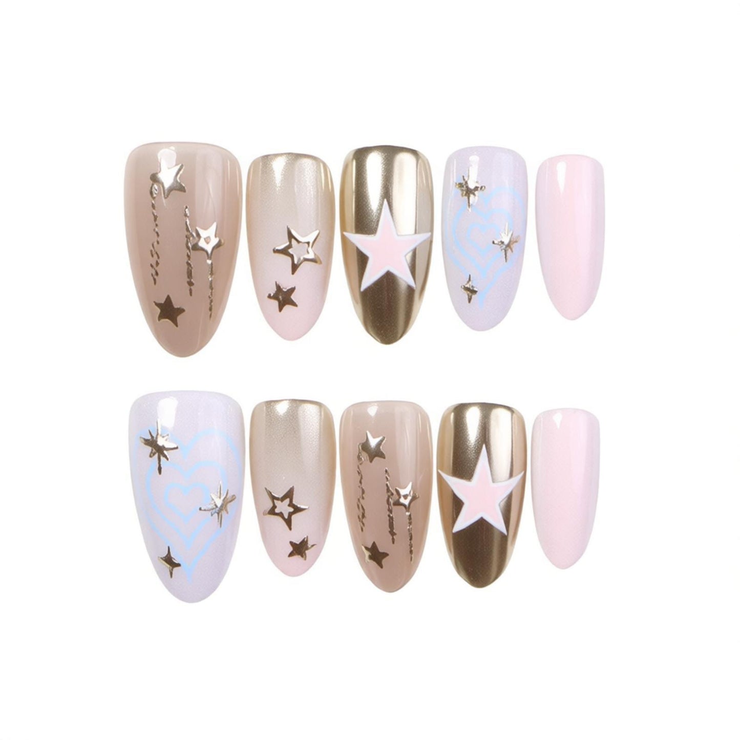 Artistic Star-Themed Press-On Nail Art Acalora