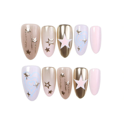 Artistic Star-Themed Press-On Nail Art Acalora