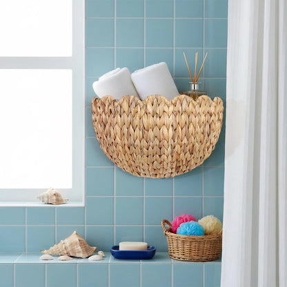 Handwoven decorative basket with wave pattern Acalora