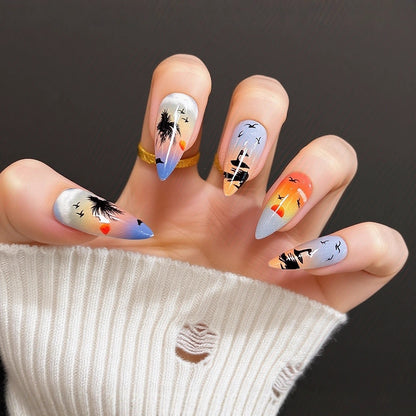 Artificial nails with glamorous glitter design and high gloss finish Acalora