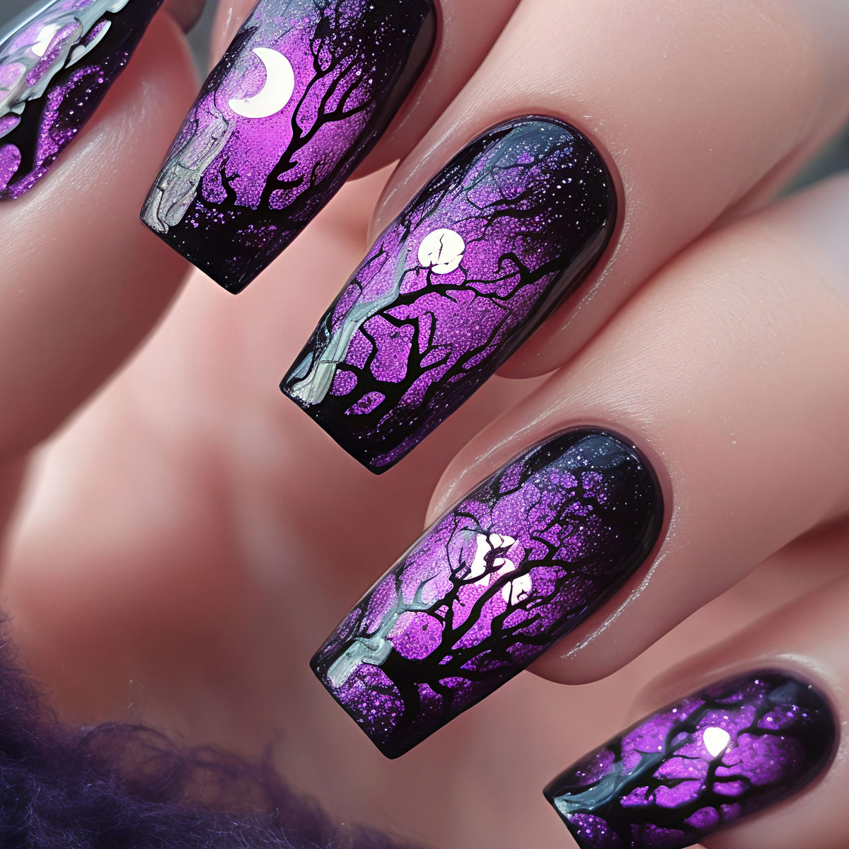 Artistic Halloween Tree Nail Art Acalora
