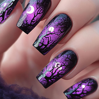 Artistic Halloween Tree Nail Art Acalora