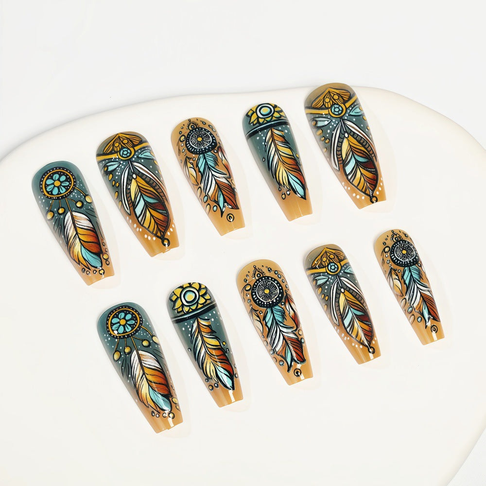 Creative feather design artificial nails Acalora