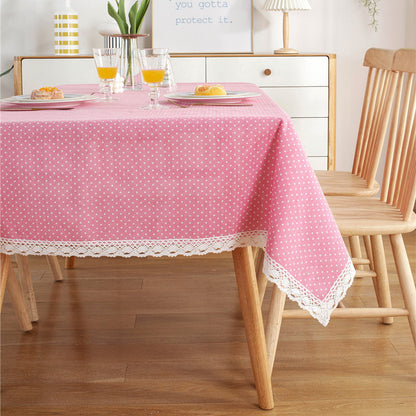 Polka Dot Lace Trim Tablecloth