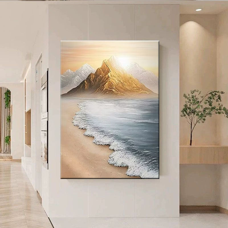 Scenic Mountain Seascape Canvas Artwork