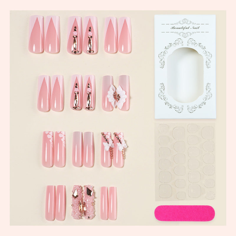 Decorative Artificial Nail Set with Floral and Gem Accents Acalora