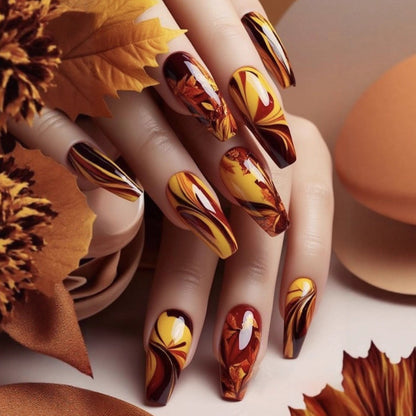 Artificial nails with autumn leaf design Acalora