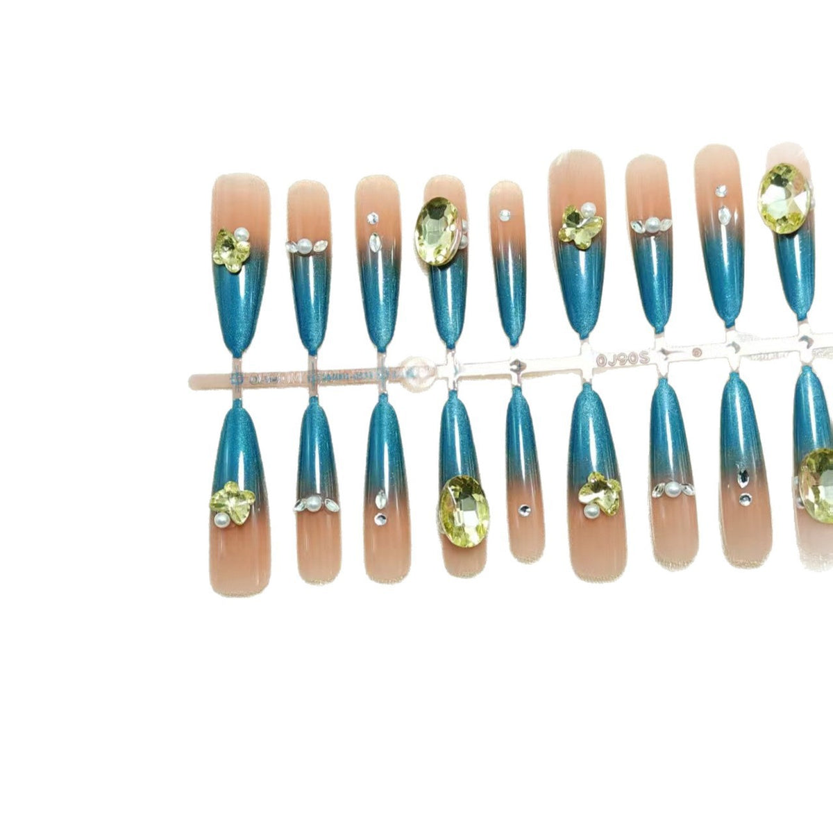 Artificial nails with glamorous stone applications Acalora