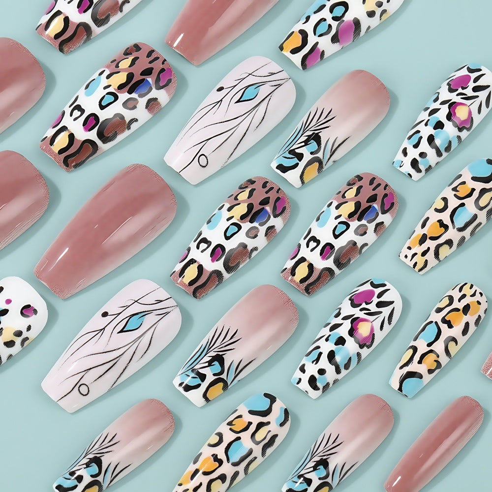 Creative Nail Art Set with Leopard and Flower Patterns Acalora