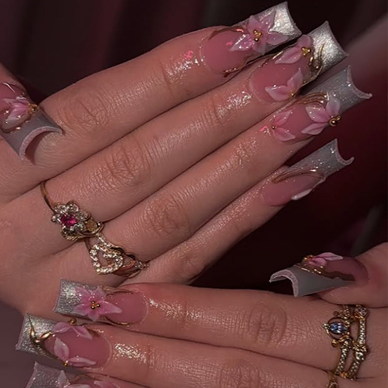 Floral Decorative Press-On Nail Set Acalora