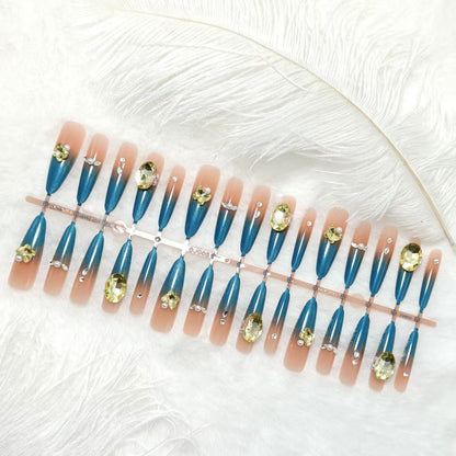 Artificial nails with glamorous stone applications Acalora