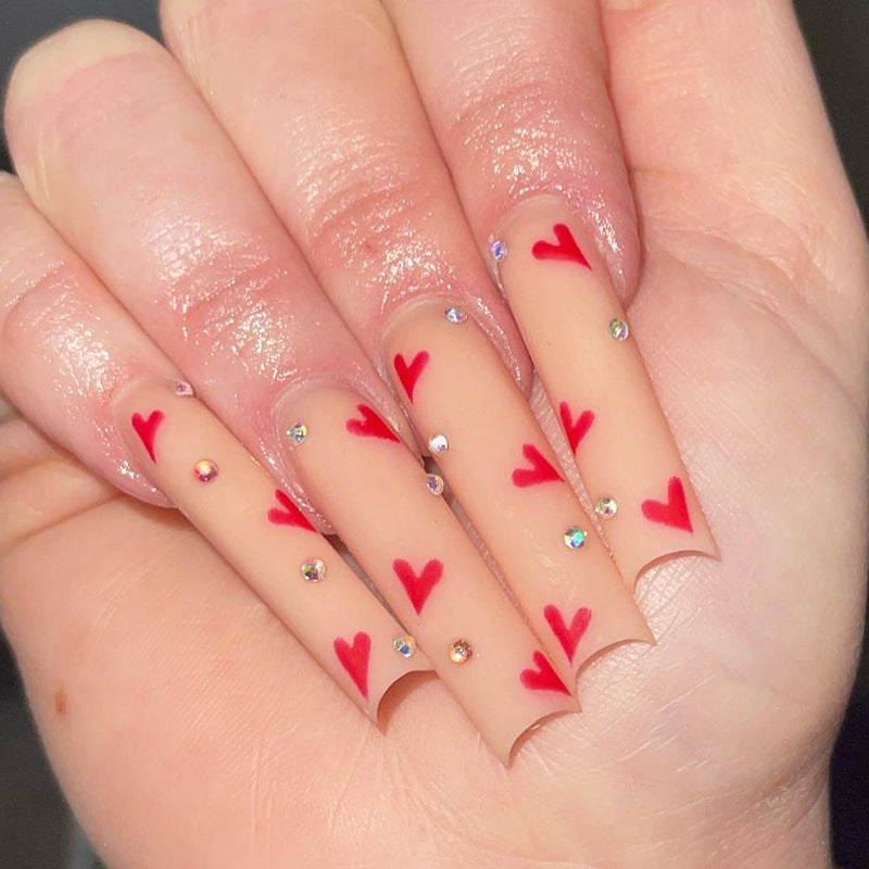Decorative Heart Pattern Press-On Nails Kit Acalora