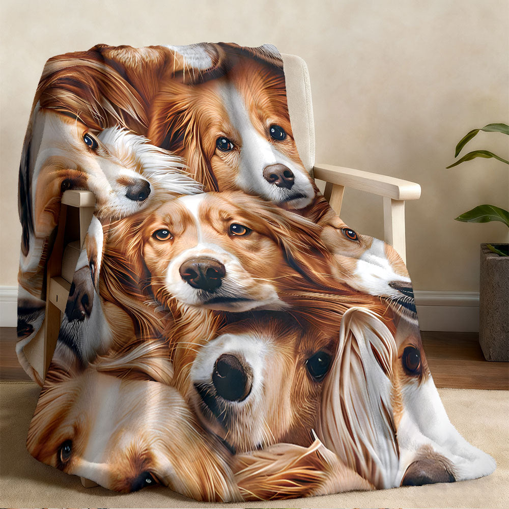 Unisex Cozy Dog-Themed Fleece Throw Blanket