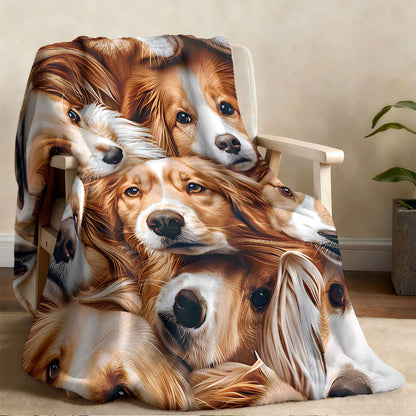 Unisex Cozy Dog-Themed Fleece Throw Blanket