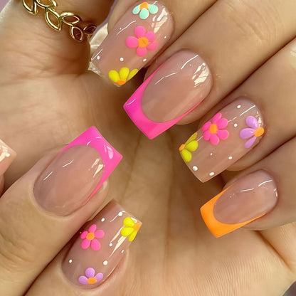 Floral Accent Press-On Nail Art Acalora