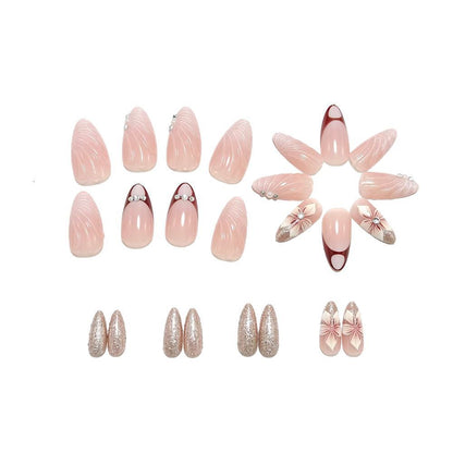 Artificial nails in elegant floral design with glitter accents Acalora