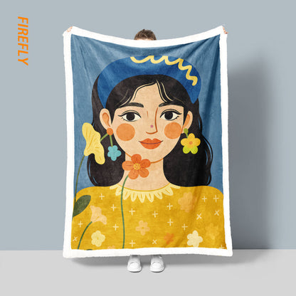 Unisex Artistic Floral-Printed Throw Blanket