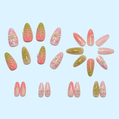 Artificial nails with 3D flower and pearl decorations Acalora