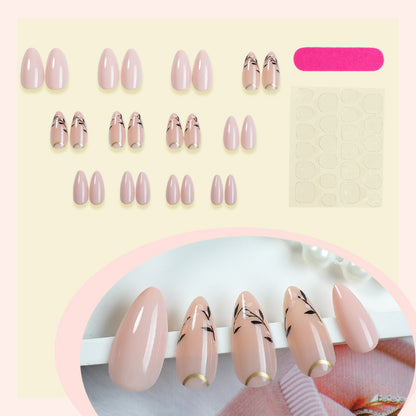 Premium Artistic Press-On Nail Art Set with Floral Accents Acalora