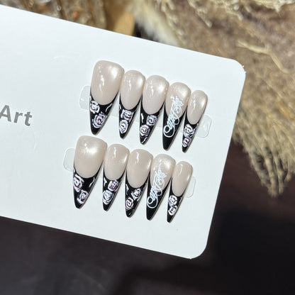 Floral and Glossy Press-On Nail Set Acalora