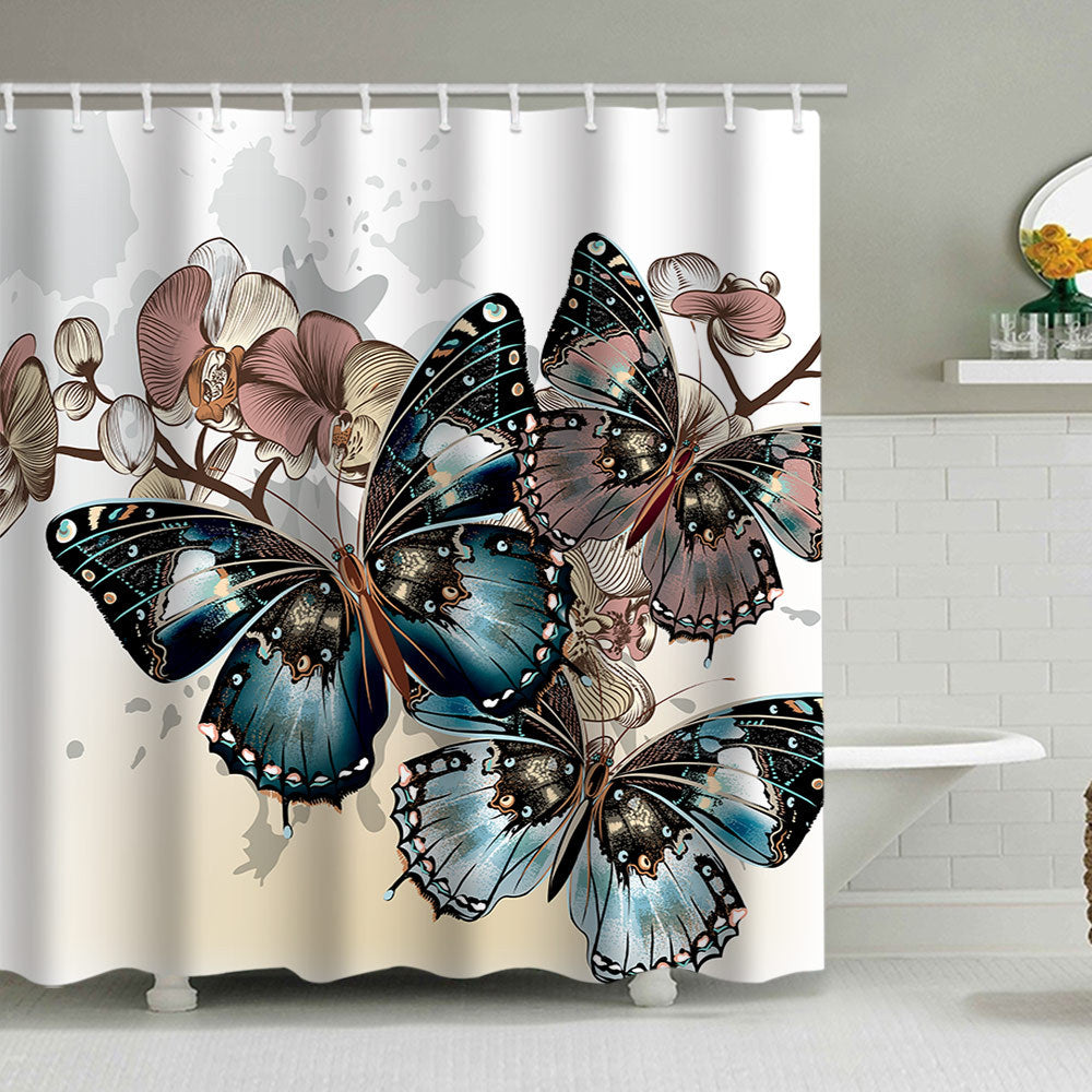 Butterfly-Inspired Floral Shower Curtain