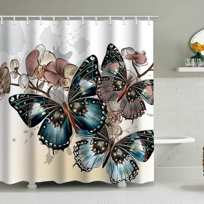 Butterfly-Inspired Floral Shower Curtain