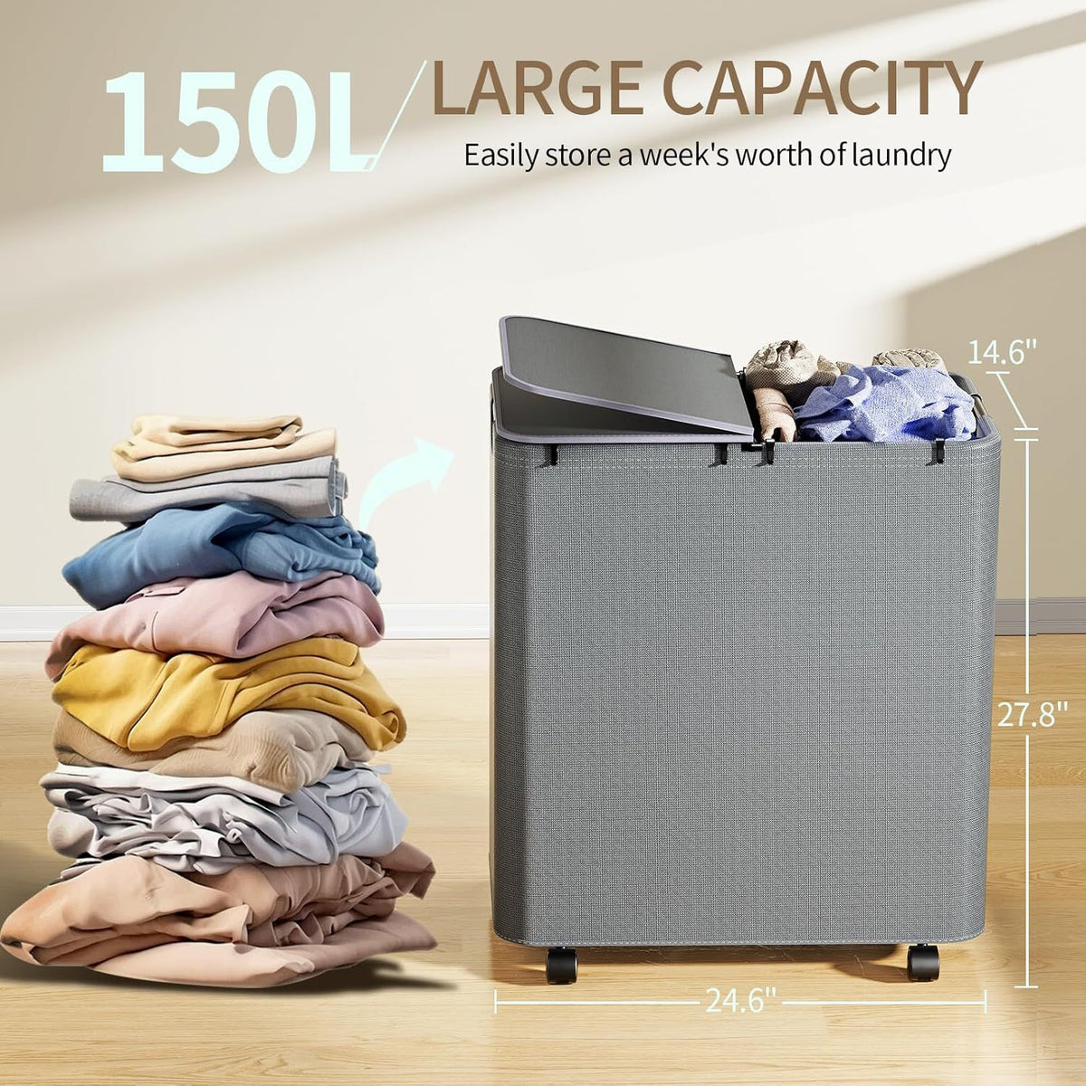 Laundry basket with large volume Acalora