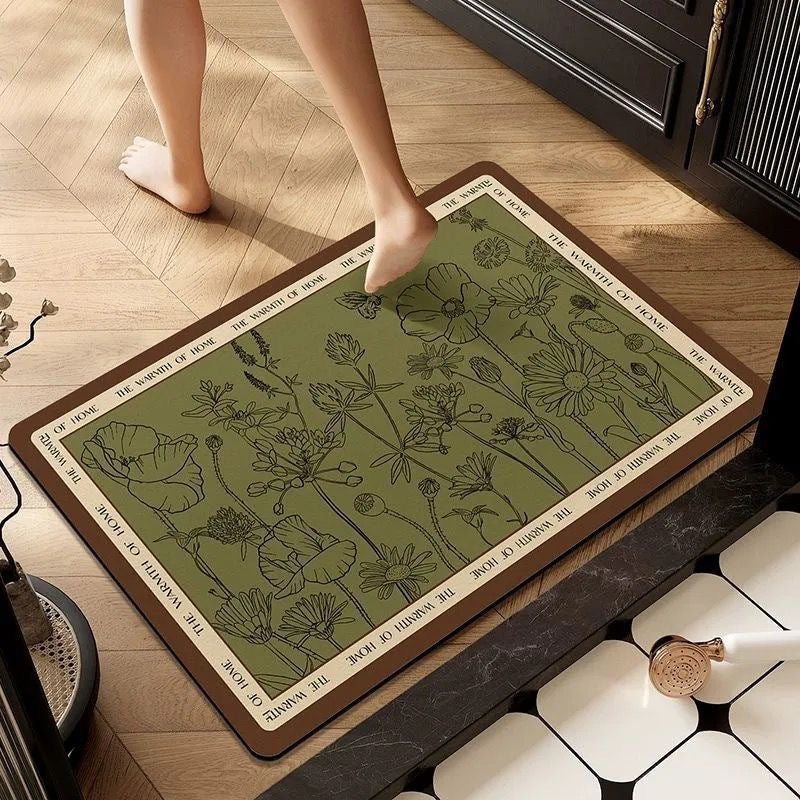 Luxurious Floral Memory Foam Bath Mat