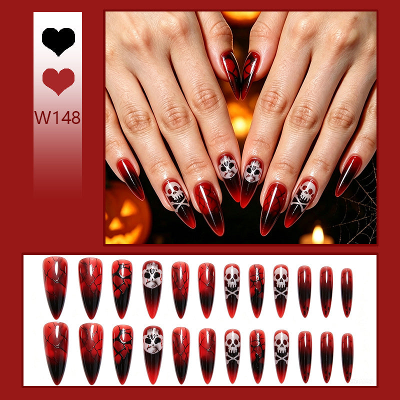 Artificial nail set with Halloween designs and elegant accents Acalora