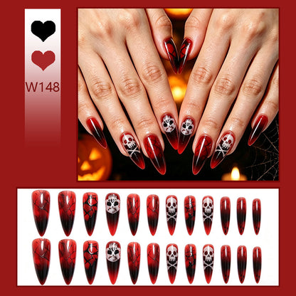 Artificial nail set with Halloween designs and elegant accents Acalora