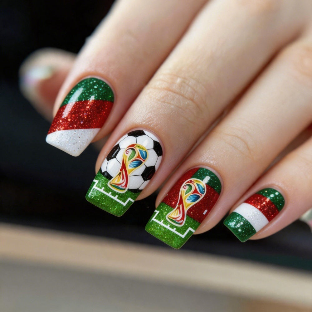 Artificail nails with soccer theme Acalora