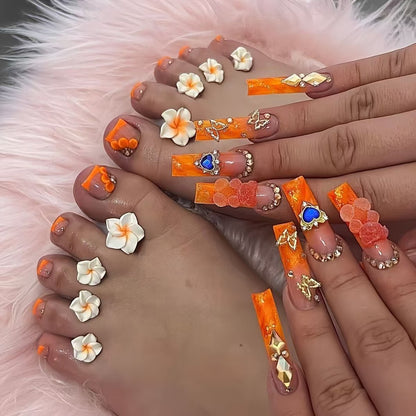 Floral Decorative Press-On Nails Acalora