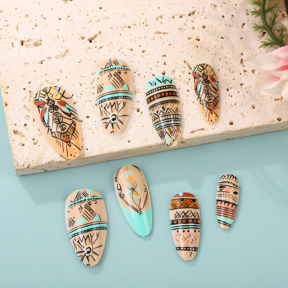 Artificial nails with exotic tribal design Acalora