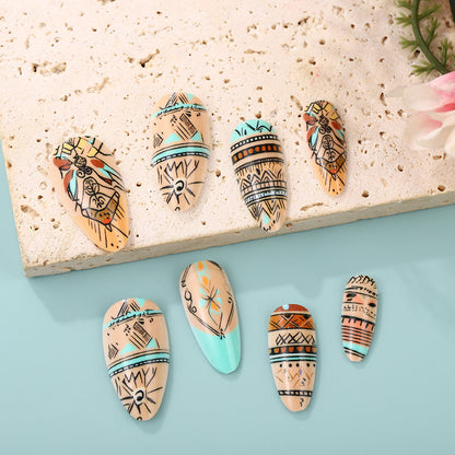 Artificial nails with exotic tribal design Acalora
