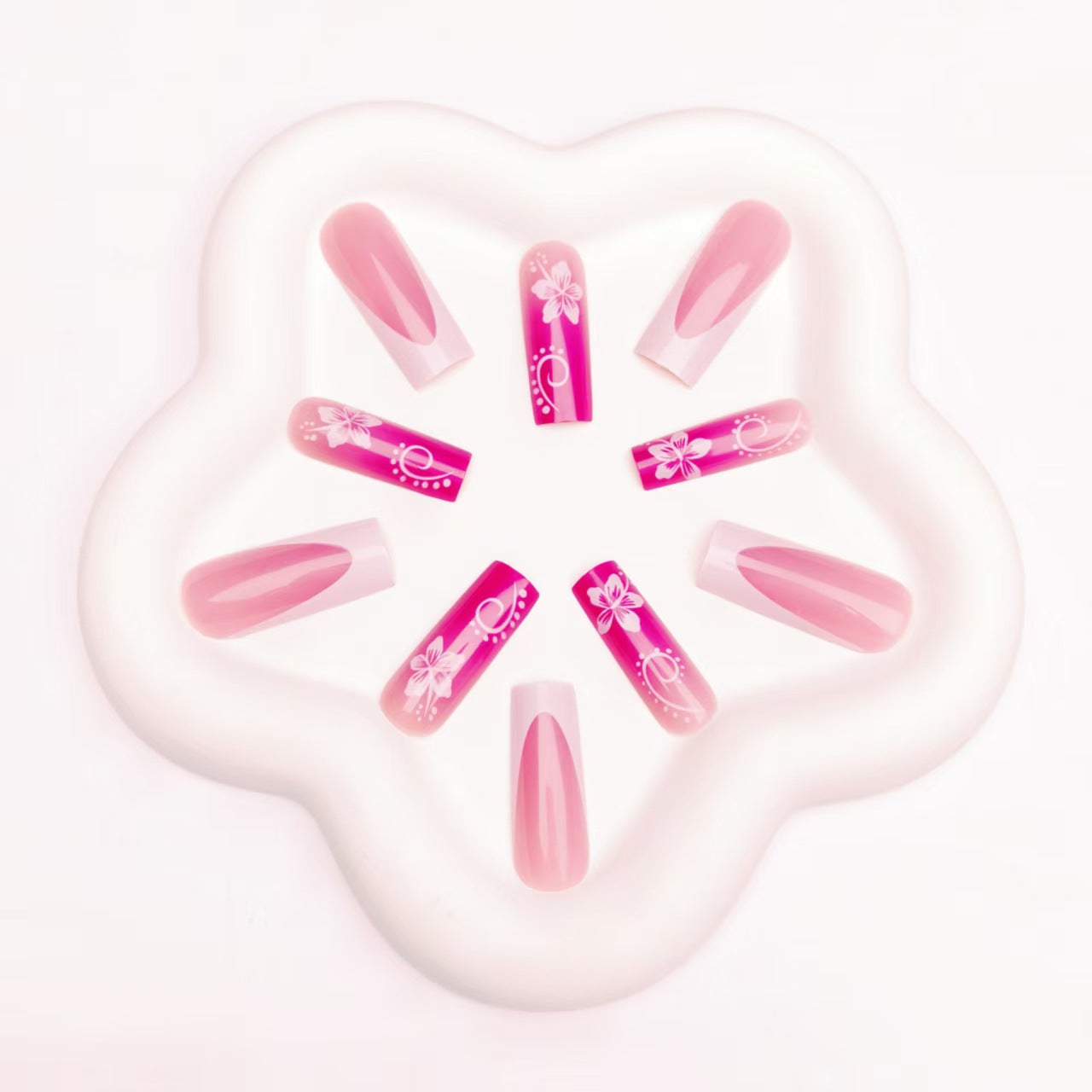 Floral Art Gel Nail Design Acalora