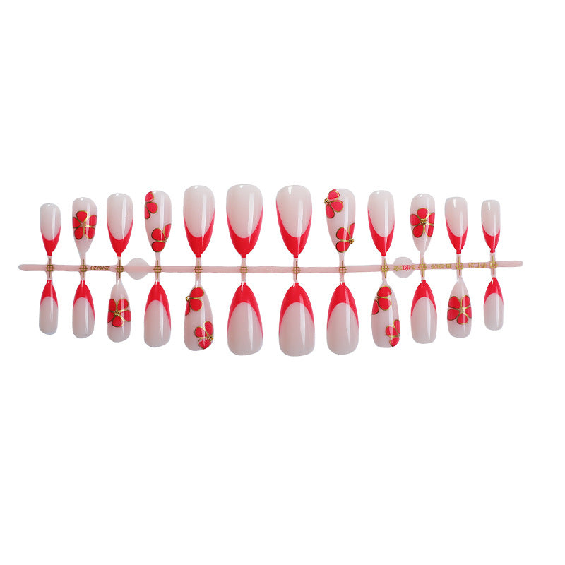 Artistic Press-On Nail Set with Floral and Ombre Design Acalora 1788496157