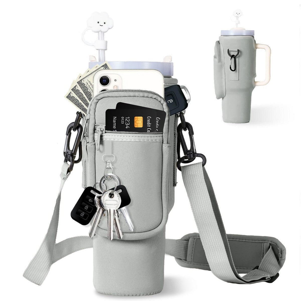 Ladies trendy and sparkling drinking bottle with shoulder bag Bowlift