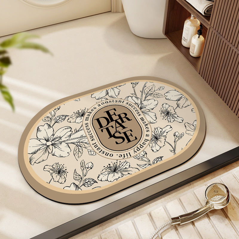 Floral Patterned Bath Mat Acalora