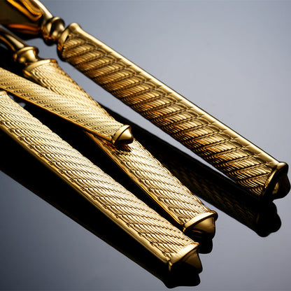 Realm Textured Gold Luxury Cutlery Set | Karnz