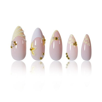 Elegant Floral Accent Press-On Nails Acalora