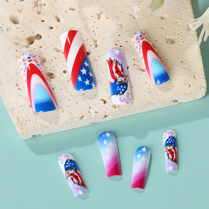 Patriotic design artificial nails Acalora