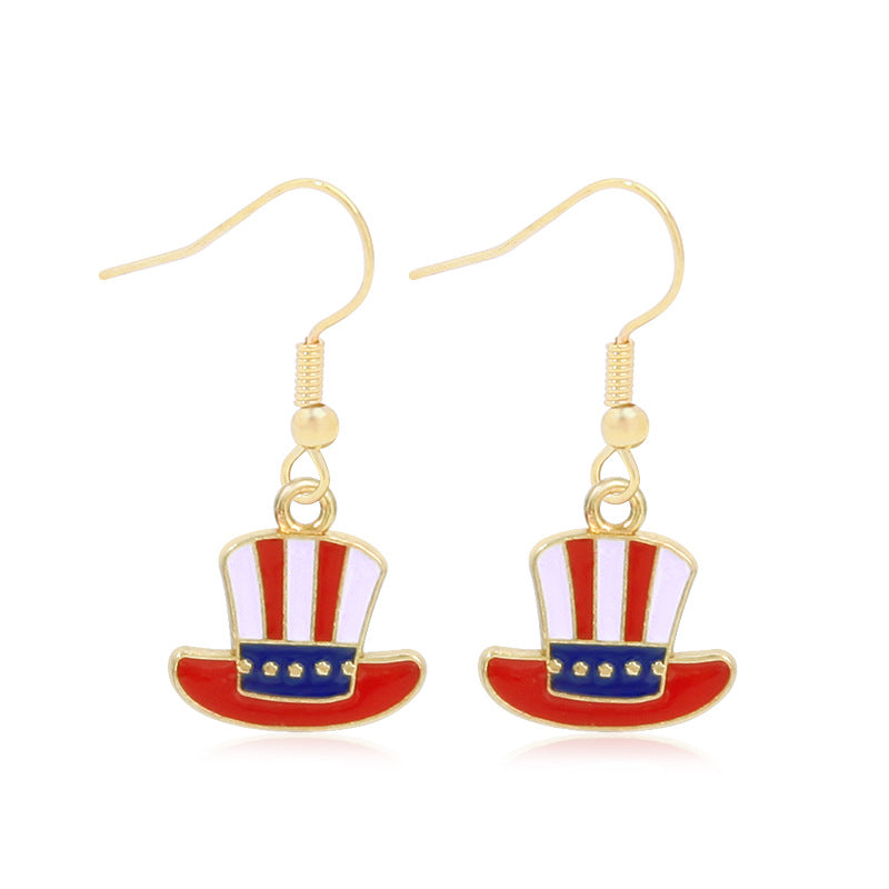 Women's lightweight star earrings with enamel flag design and fishhook Kalsten