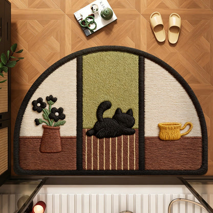 Cute Cat-Themed Half-Moon Area Rug
