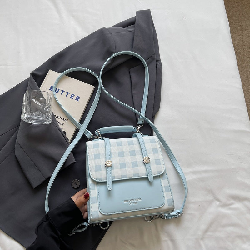 Stylish Checkered Mini Satchel Bag Acalora