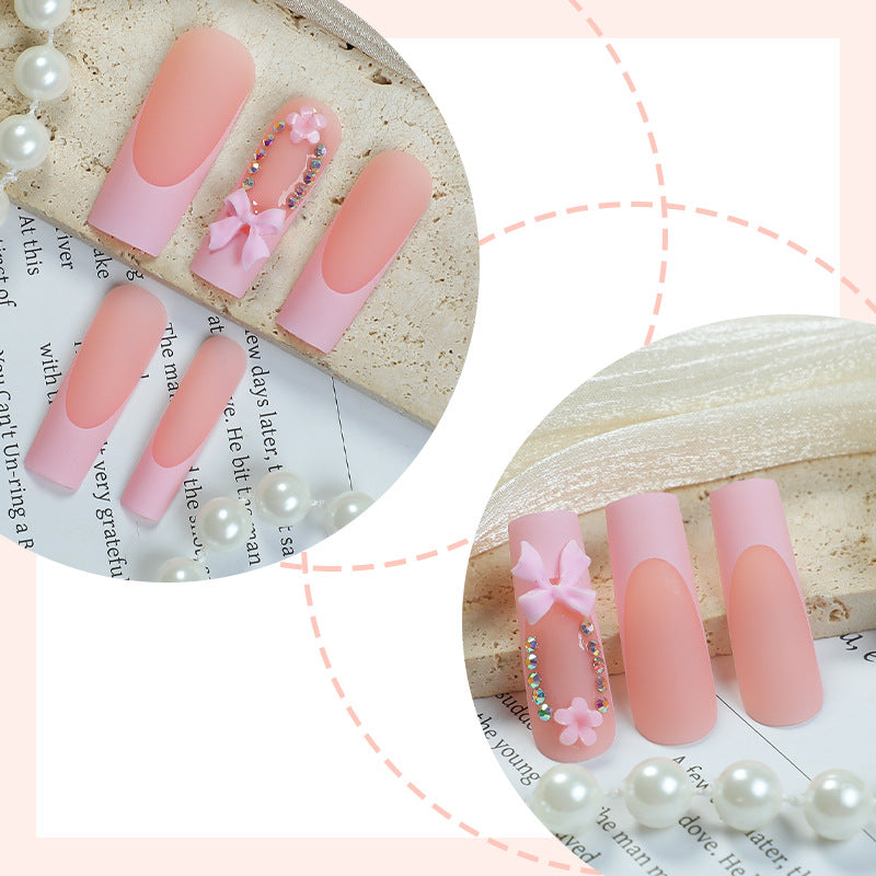 Decorative Press-On Nail Art with Floral and Bow Accents Acalora